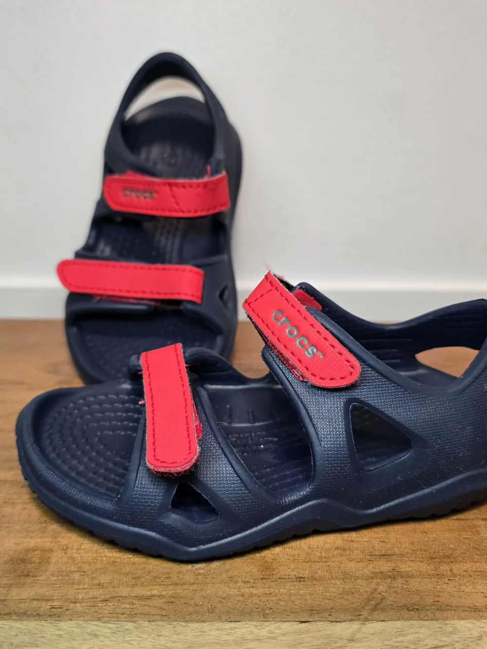 Crocs Kids' Navy Sandals with Red Straps Toddler 7